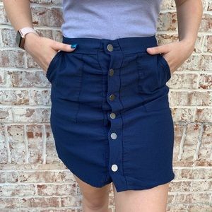 Navy Blue Button Up Skirt